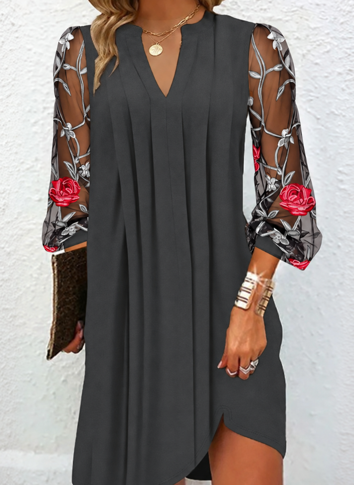 Zamille | Robe Élégante à Manches Fleuries