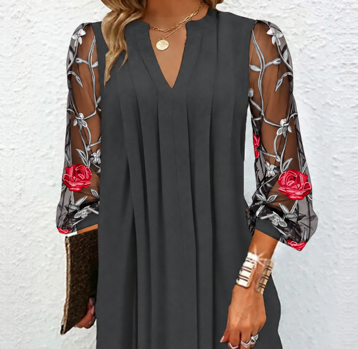 Zamille | Robe Élégante à Manches Fleuries
