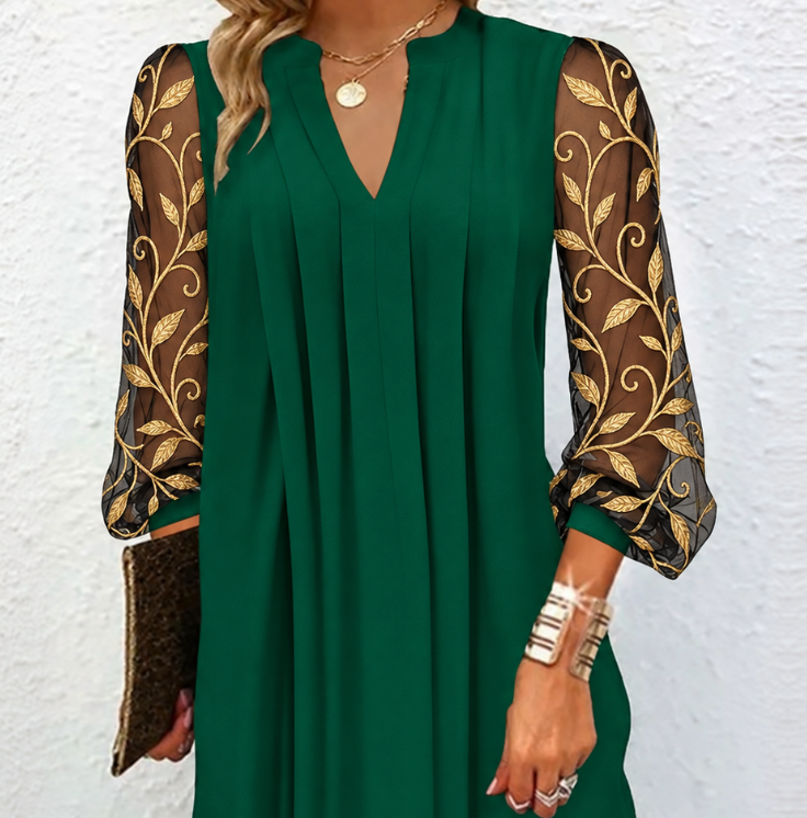 Hamille | Robe Élégante à Manches Fleuries