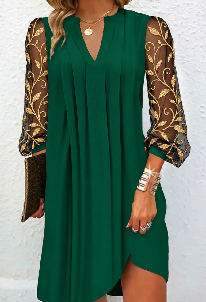 Hamille | Robe Élégante à Manches Fleuries
