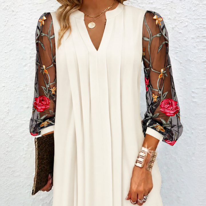 Kamille | Robe Élégante à Manches Fleuries