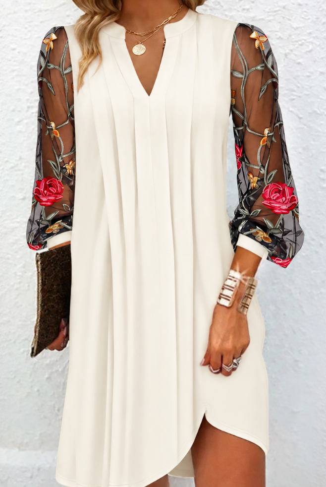 Kamille | Robe Élégante à Manches Fleuries