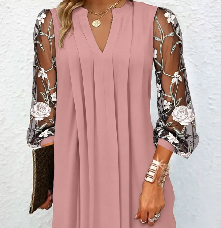 Xamille | Robe Élégante à Manches Fleuries