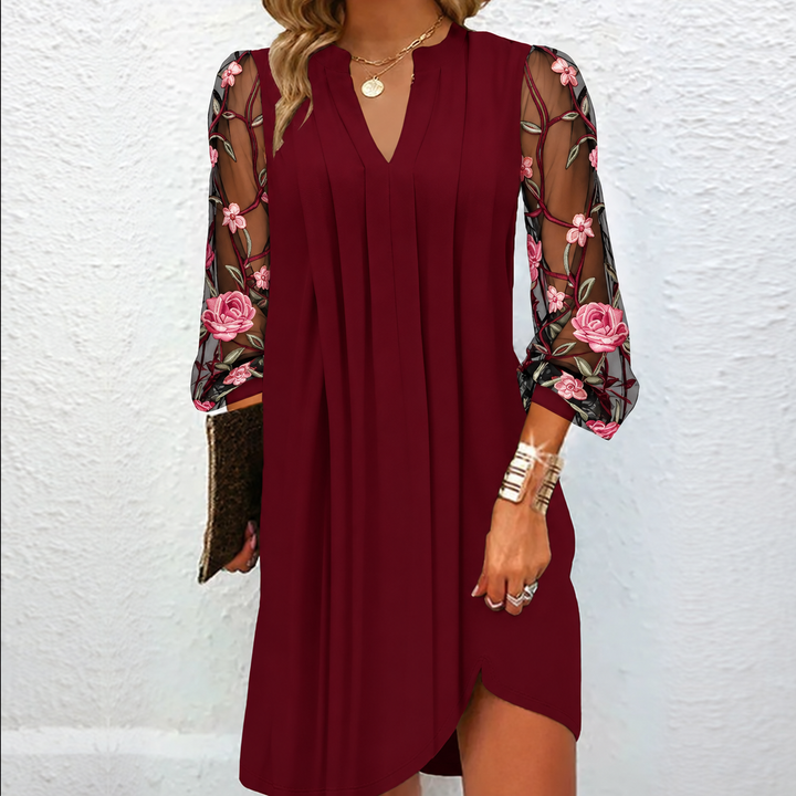 Jamille | Robe Élégante à Manches Fleuries