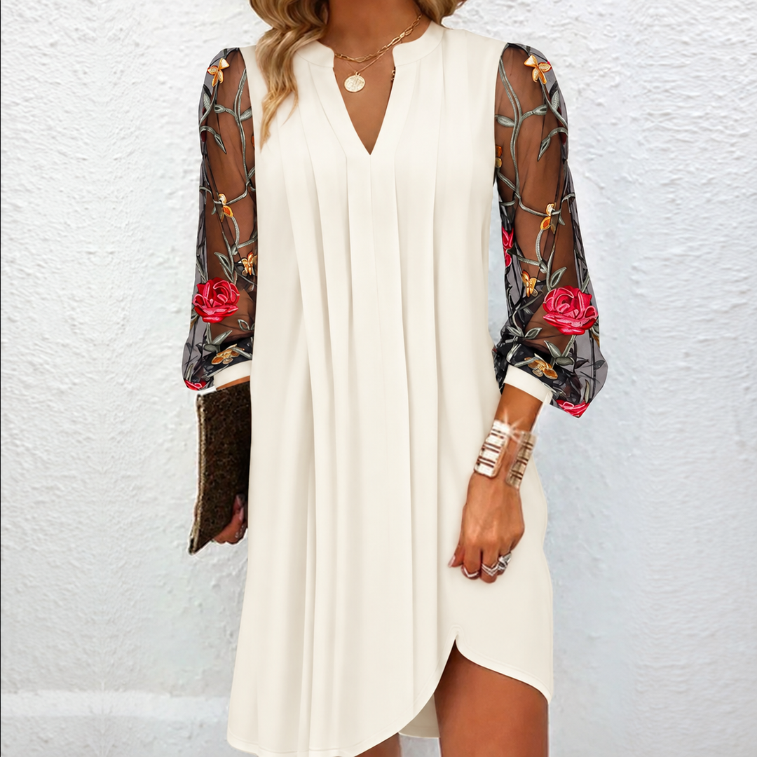 Kamille | Robe Élégante à Manches Fleuries