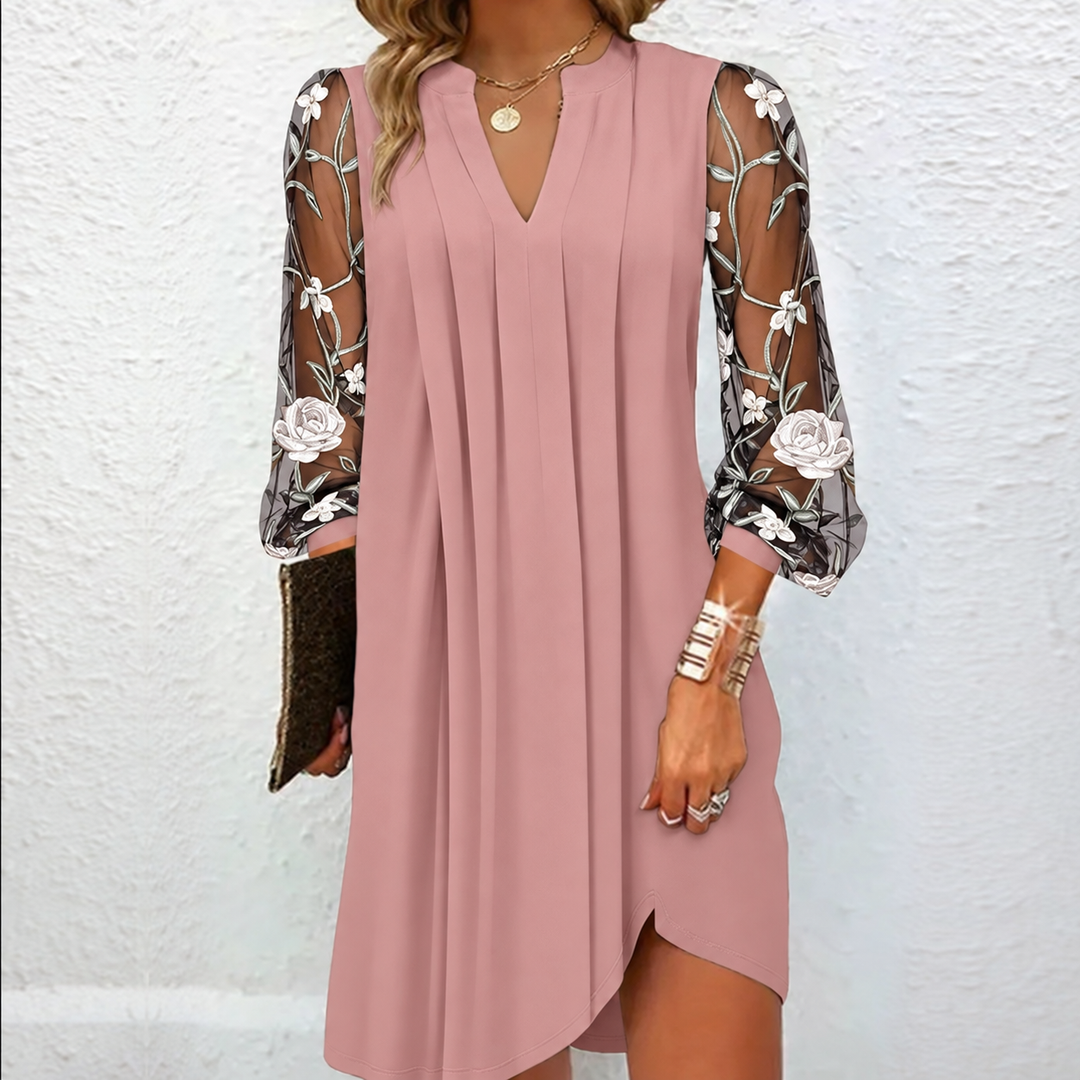 Xamille | Robe Élégante à Manches Fleuries