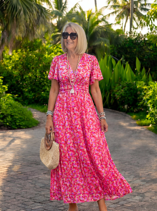 Elis – Robe longue et vaporeuse à motif floral