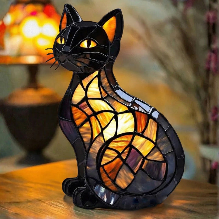 Chat Brillant - Lampe Vitrail