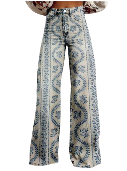 Juliana™ | Legging large imprimé bleu