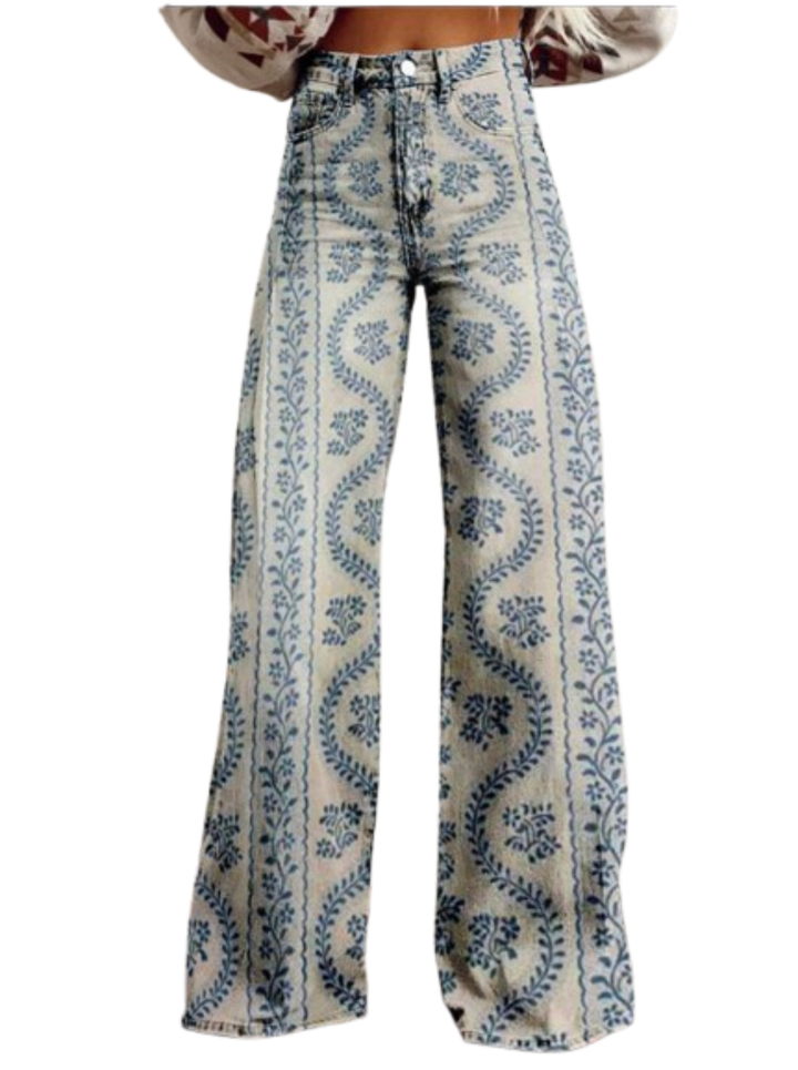 Juliana™ | Legging large imprimé bleu