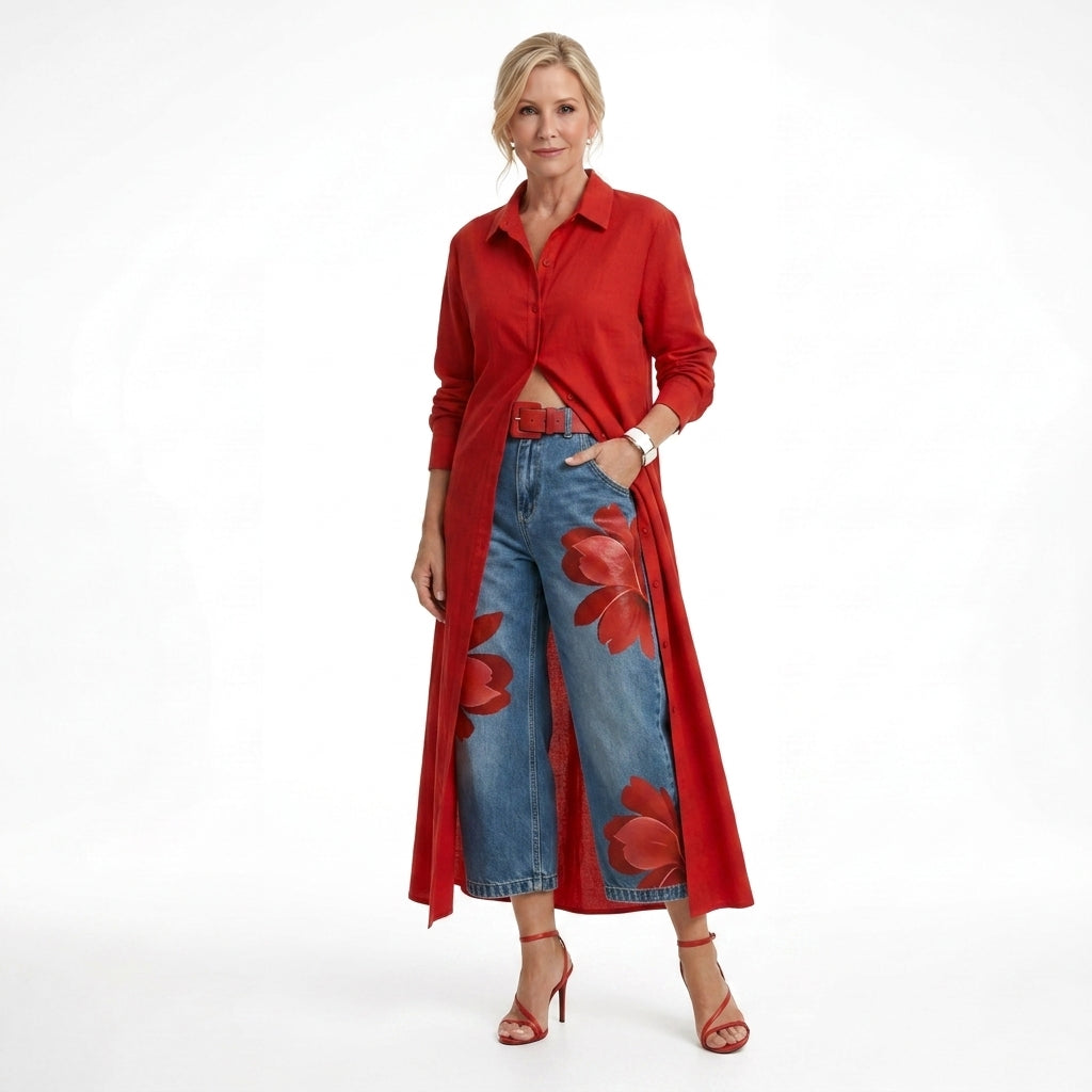 FLORA : Jeans larges + Chemise GRATUITE