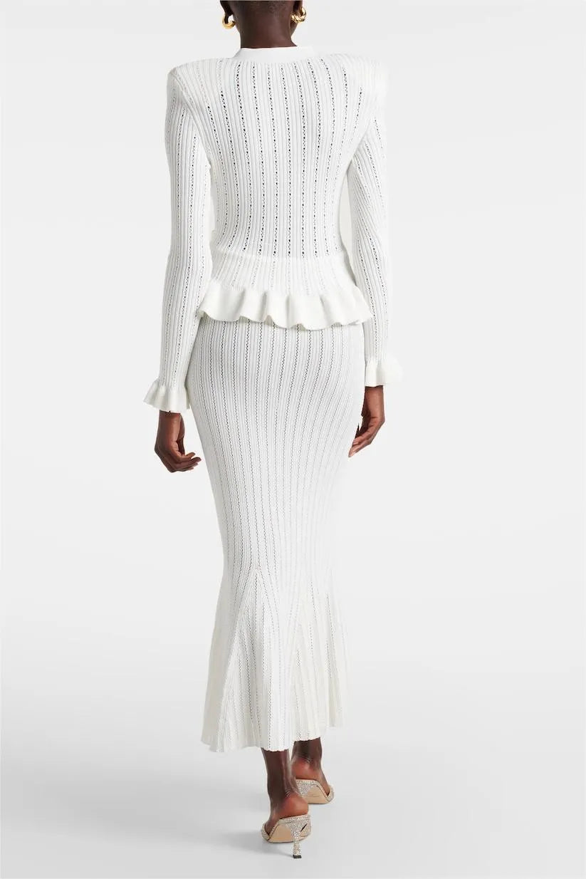 Prudence - Ensemble robe midi en maille fine et haut à boutons