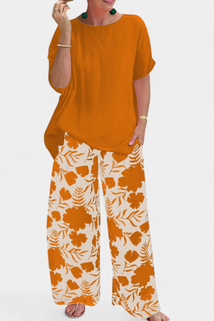 Aivy - Ensemble floral deux pièces au toucher décontracté