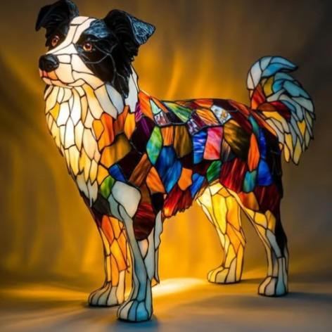 Border Collie - Lampe Vitrail