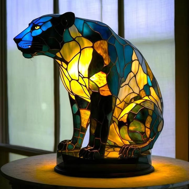 Jaguar - Lámpara de vitral