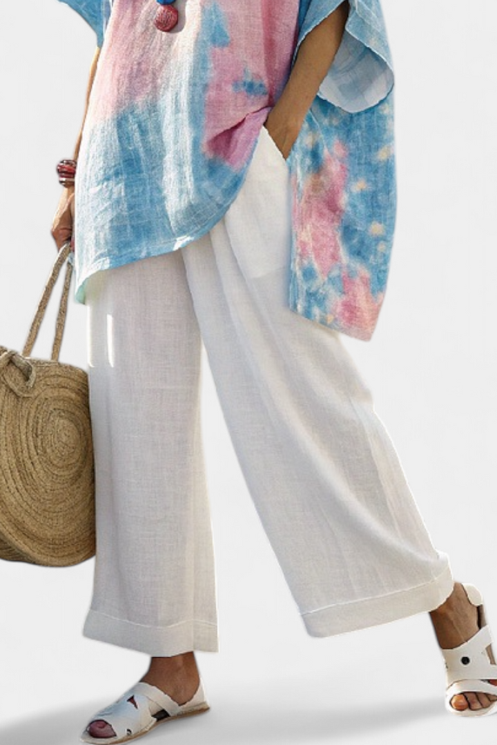 Lisa™ : Haut confortable en tissu extensible et pantalon rayé en bambou.
