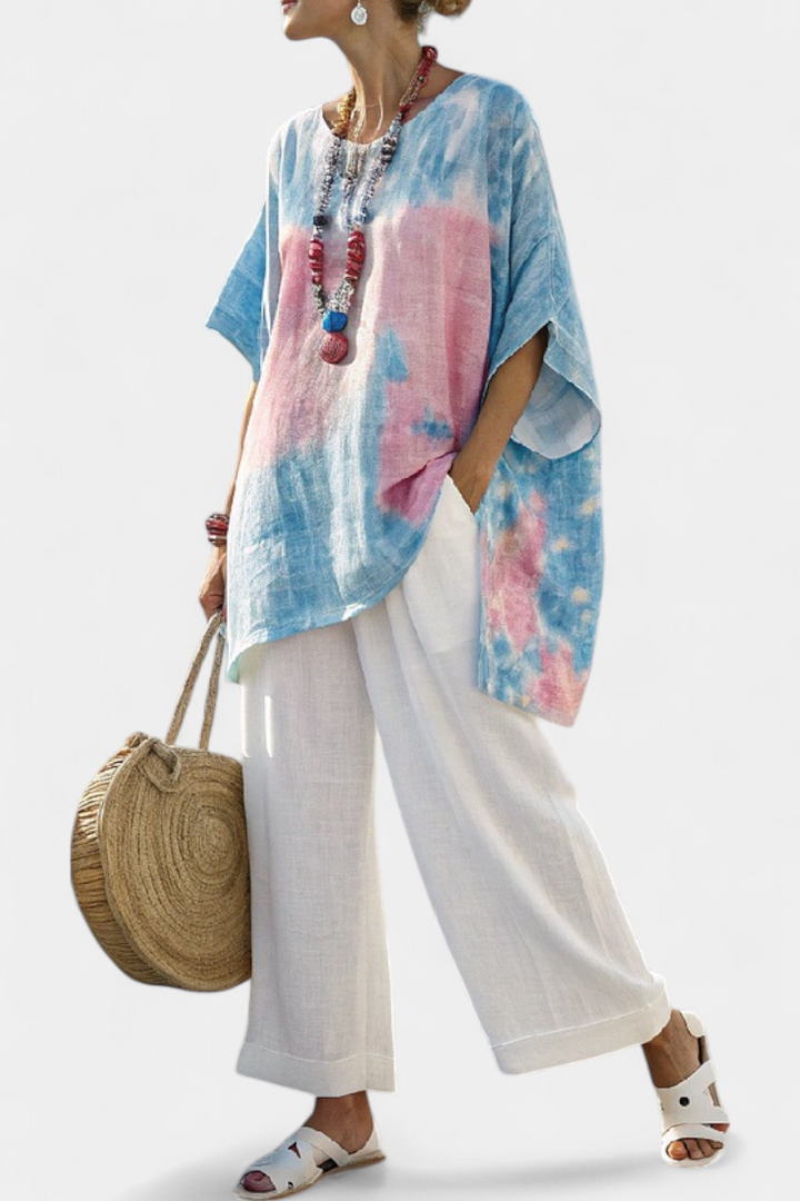 Lisa™ : Haut confortable en tissu extensible et pantalon rayé en bambou.