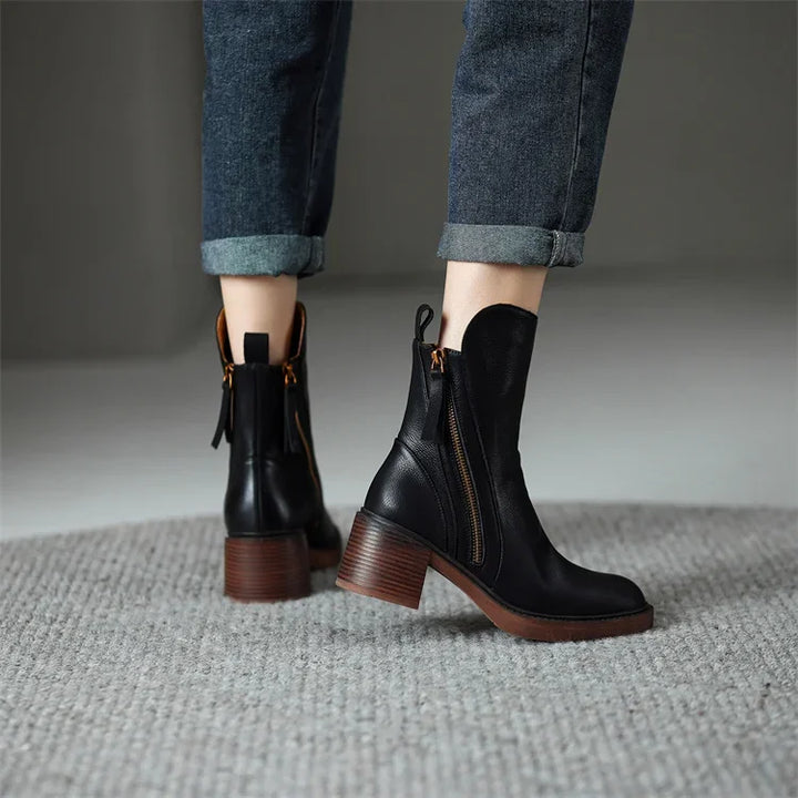 Bottes en cuir à fermeture éclair