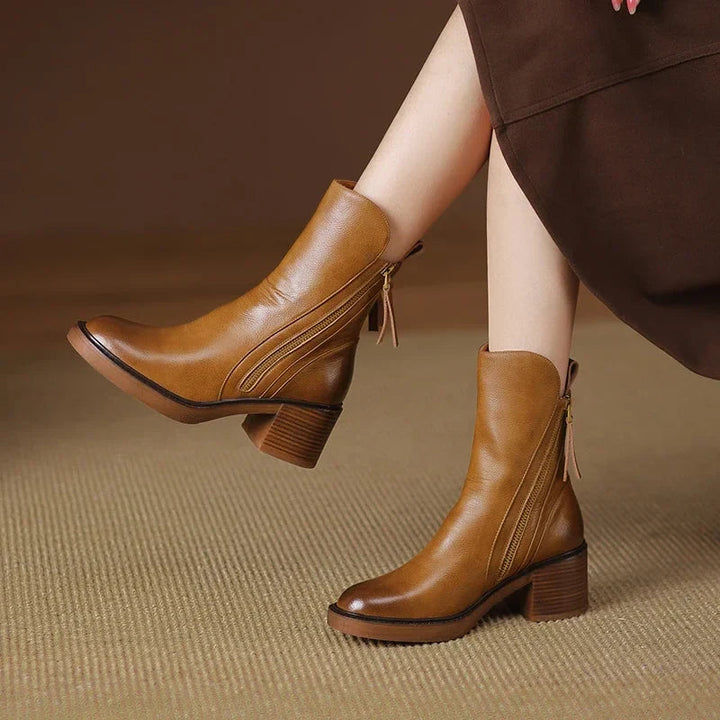 Bottes en cuir à fermeture éclair