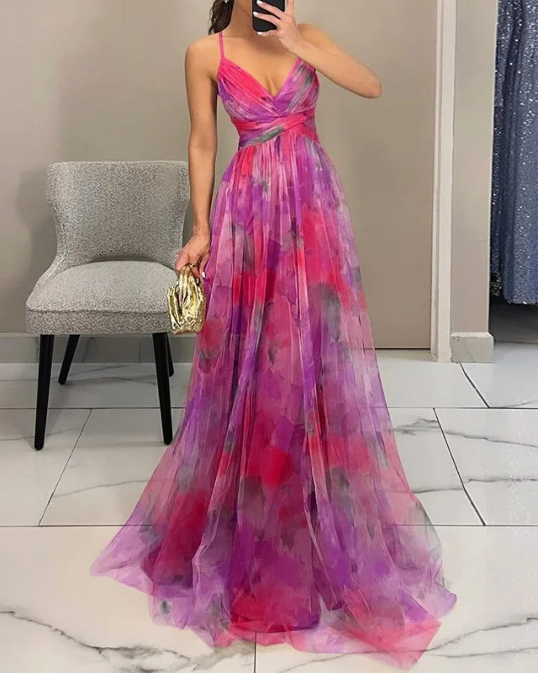 Giselle | Ravissante robe longue à imprimé floral