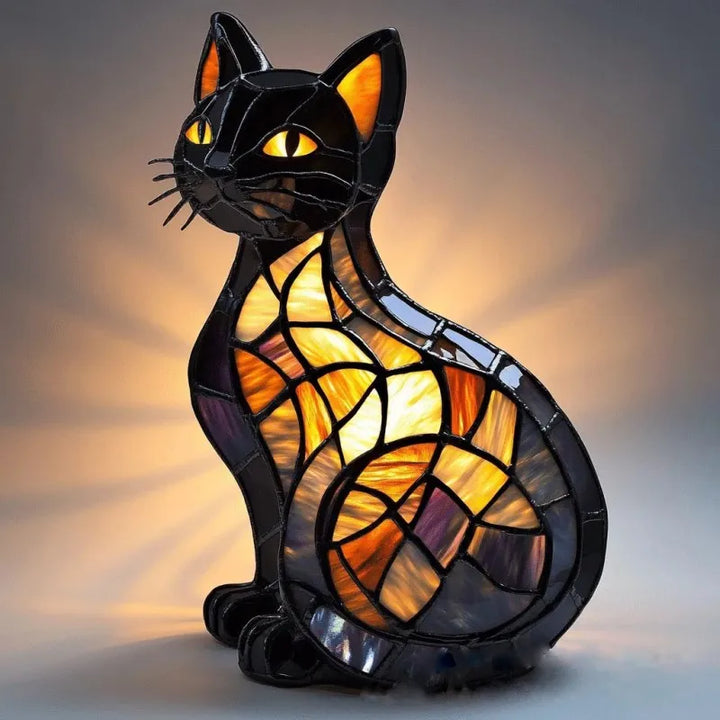 Chat Brillant - Lampe Vitrail