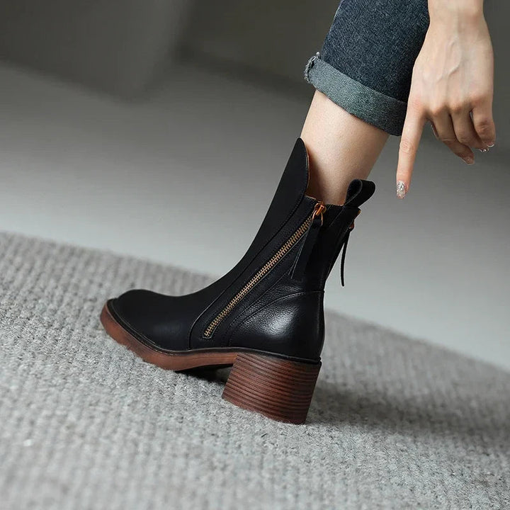 Bottes en cuir à fermeture éclair