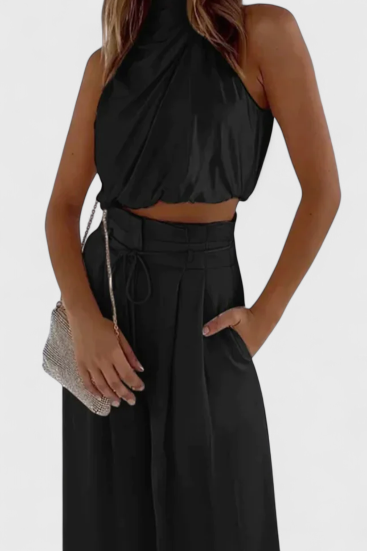Ensemble deux pièces Helira avec top fluide et pantalon palazzo