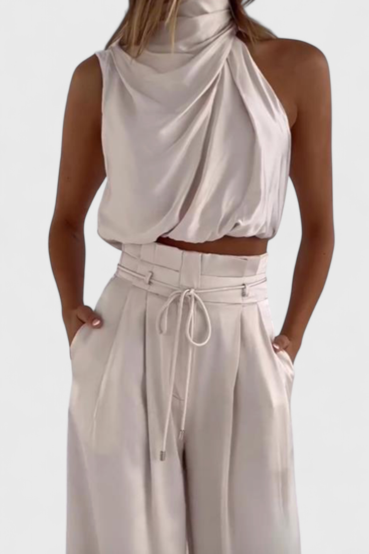 Ensemble deux pièces Helira avec top fluide et pantalon palazzo