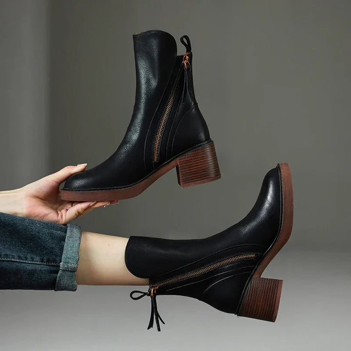 Bottes en cuir à fermeture éclair