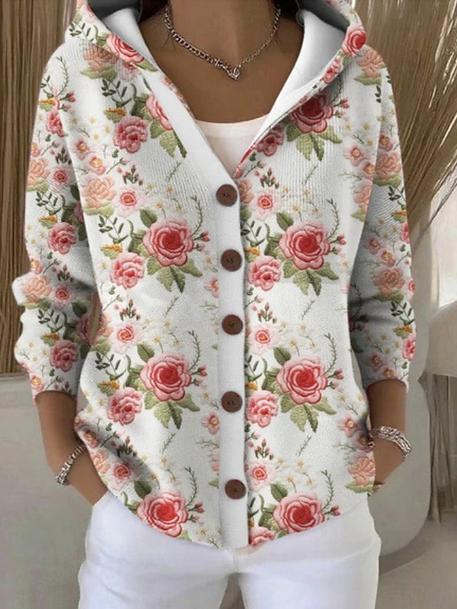 Paloma | Cardigan en Maille Imprimé à Capuche