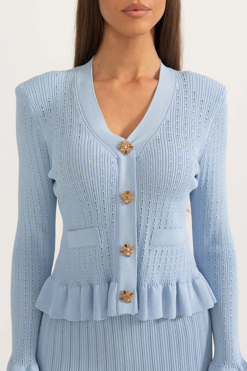 Prudence - Ensemble robe midi en maille fine et haut à boutons