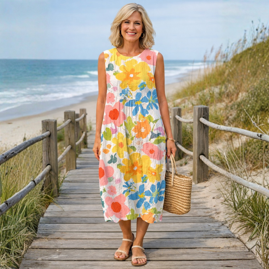 Ella™ | Robe midi à fleurs pastel