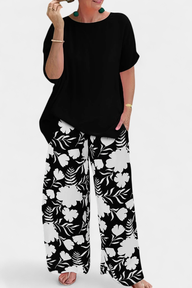 Aivy - Ensemble floral deux pièces au toucher décontracté