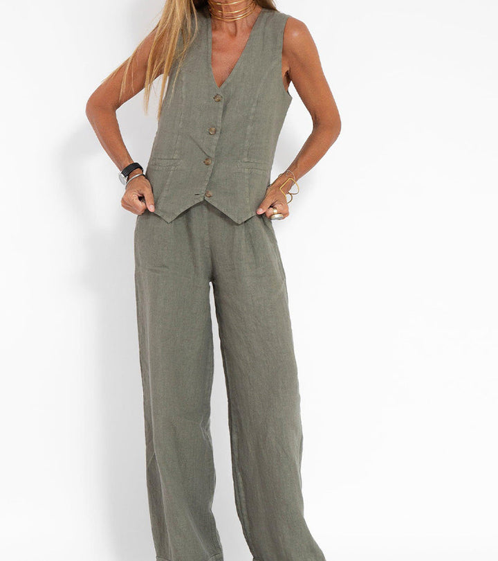 Jaira™ | Ensemble gilet noué et pantalon large