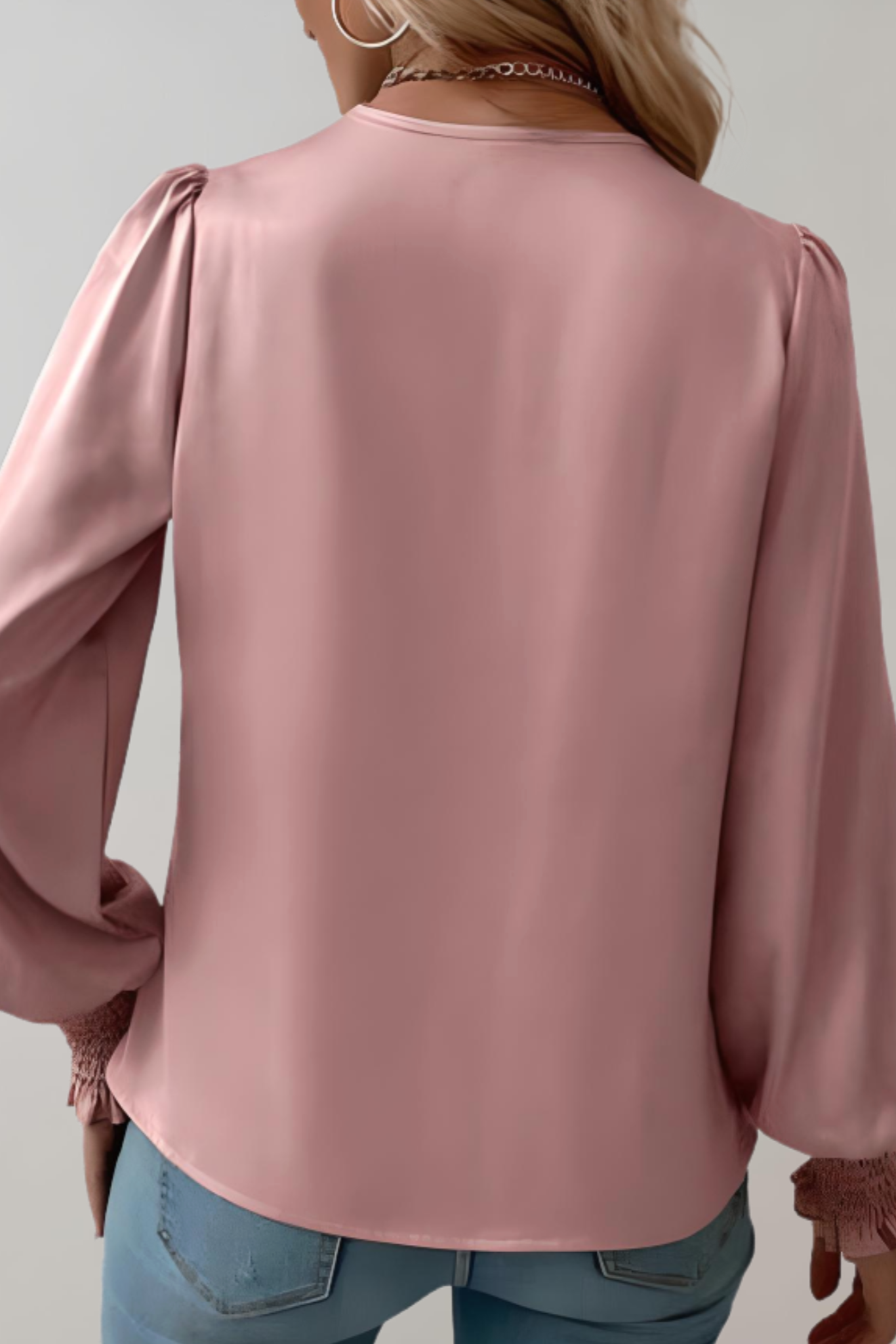 Quinn Long Sleeve V-Neck Elegant Blouse