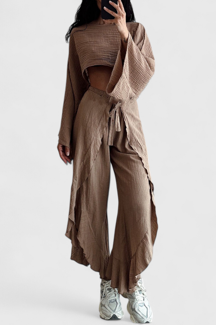 Ensemble kimono fluide et pantalon croisé Elsie