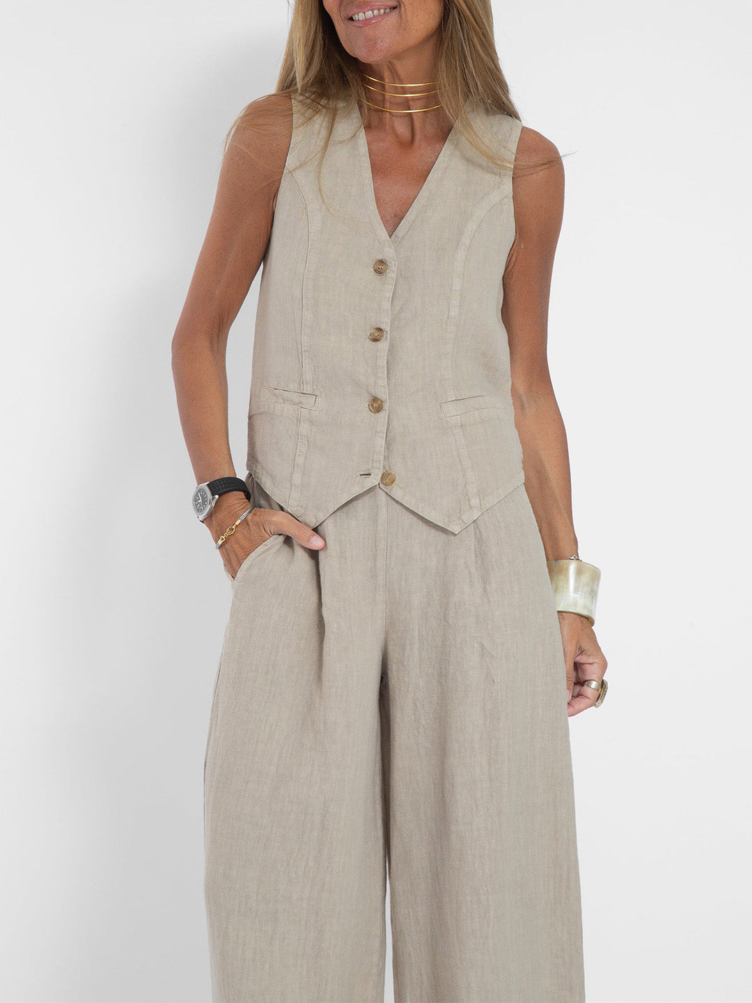 Jaira™ | Ensemble gilet noué et pantalon large