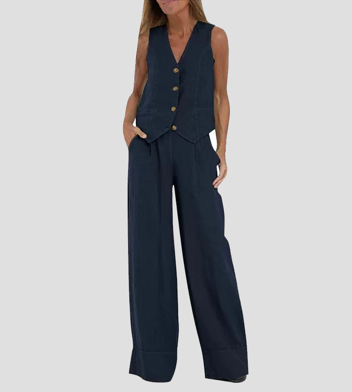 Jaira™ | Ensemble gilet noué et pantalon large