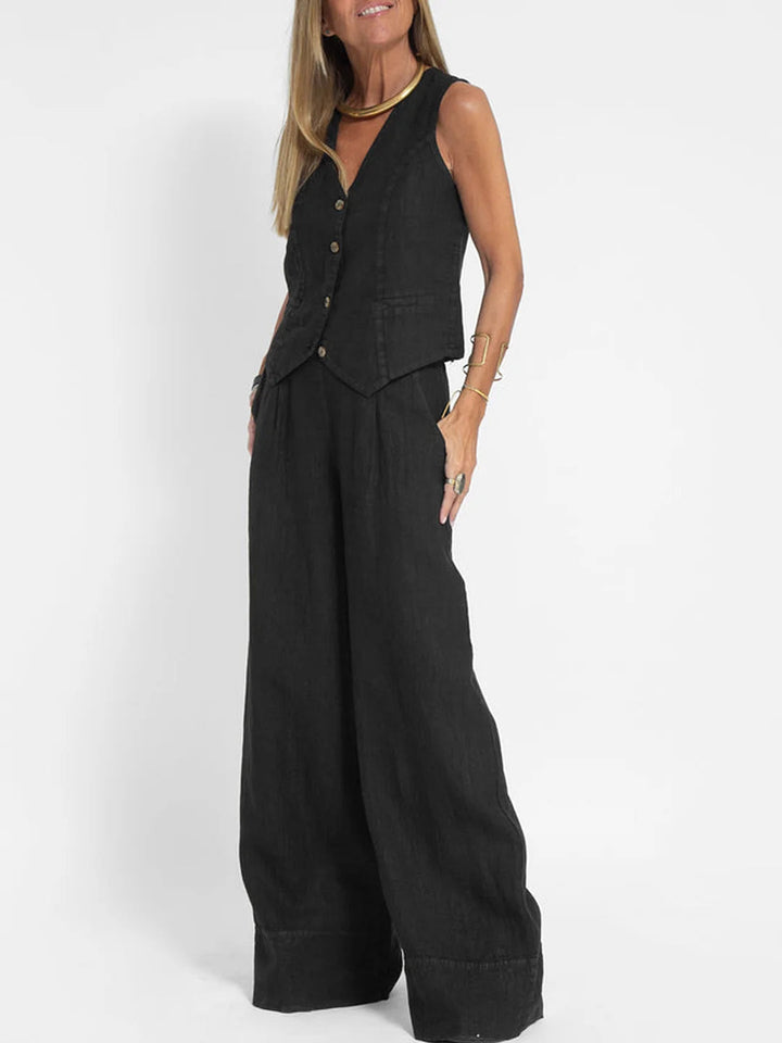 Jaira™ | Ensemble gilet noué et pantalon large