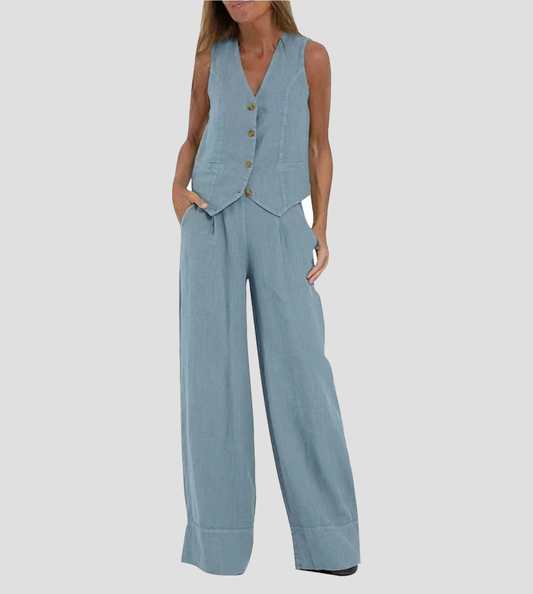 Jaira™ | Ensemble gilet noué et pantalon large