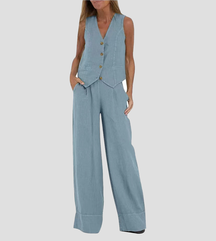 Jaira™ | Ensemble gilet noué et pantalon large