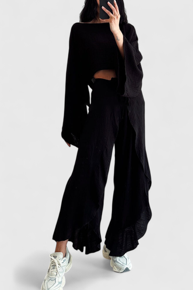 Ensemble kimono fluide et pantalon croisé Elsie