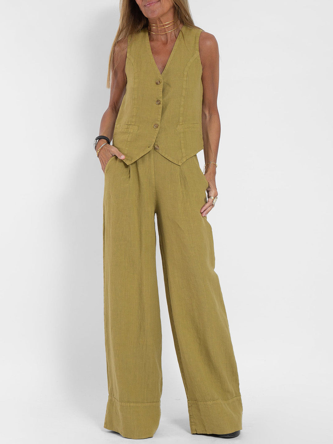 Jaira™ | Ensemble gilet noué et pantalon large