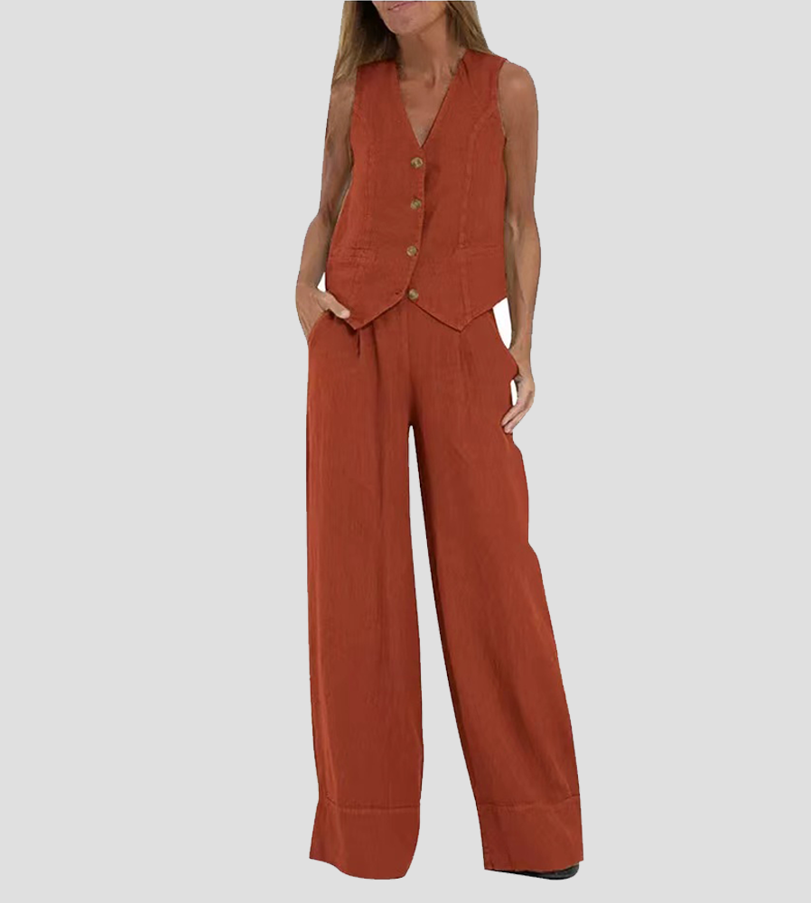 Jaira™ | Ensemble gilet noué et pantalon large