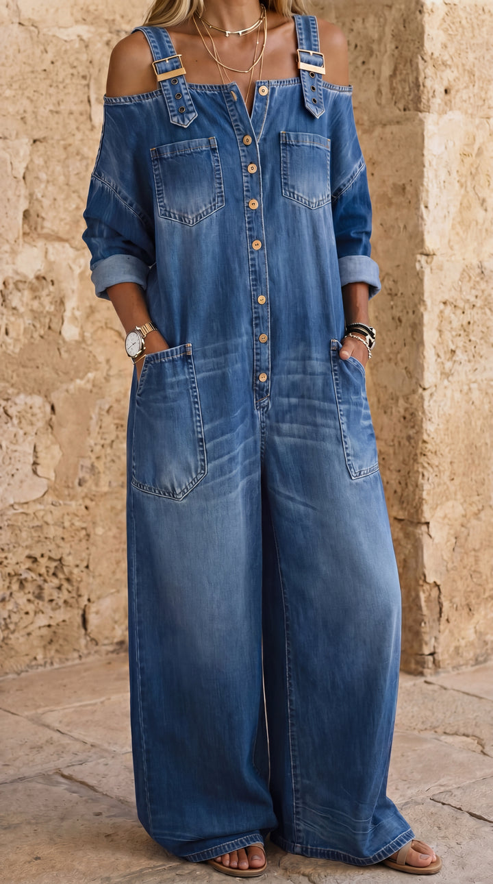 Sophia | Robe en denim avec épaules dénudées