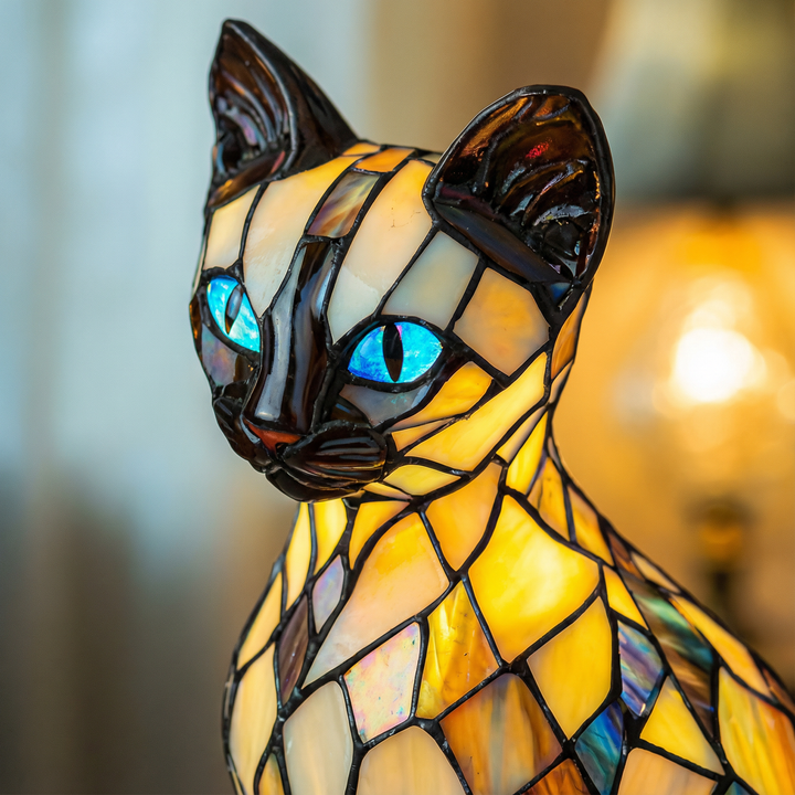 Chat Mystique - Lampe Vitrail