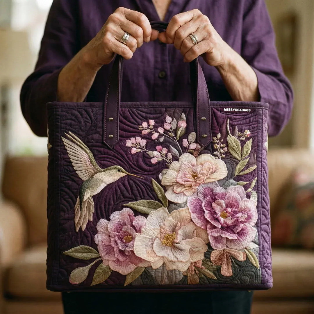 Sac Artisanal Matelassé - Colibri et Orchidées