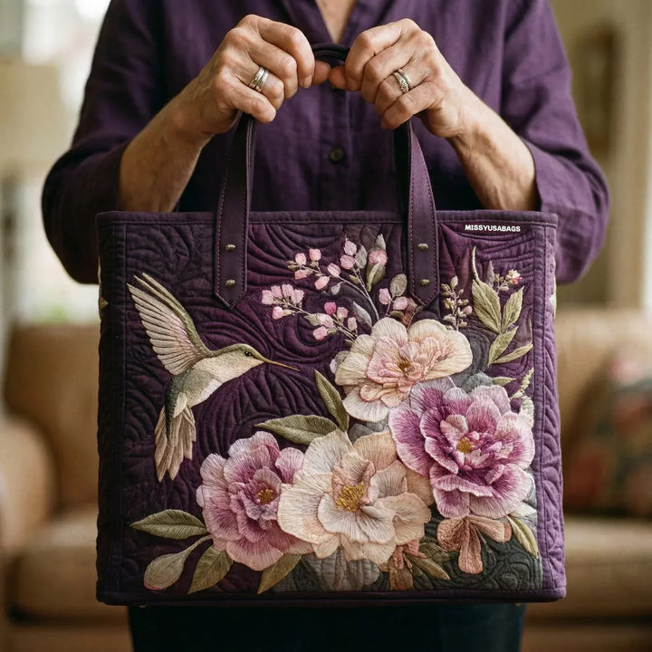 Sac Artisanal Matelassé - Colibri et Orchidées