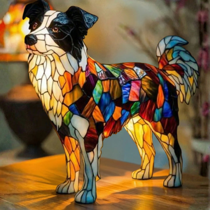 Border Collie - Lampe Vitrail