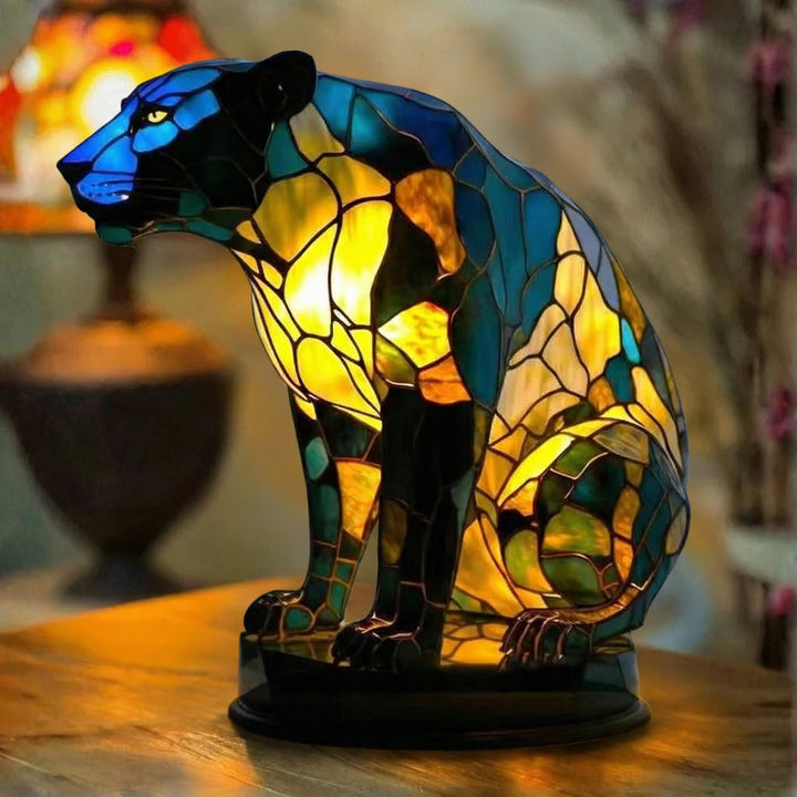 Jaguar - Lámpara de vitral